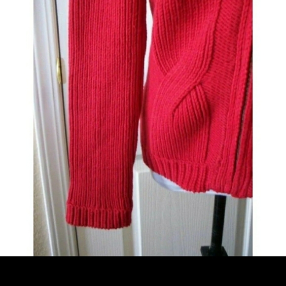 TOMMY HILFIGER CARDIGAN CHUNKY KNIT SWEATER RED SMALL WOMENS SMALL - Picture 7 of 7